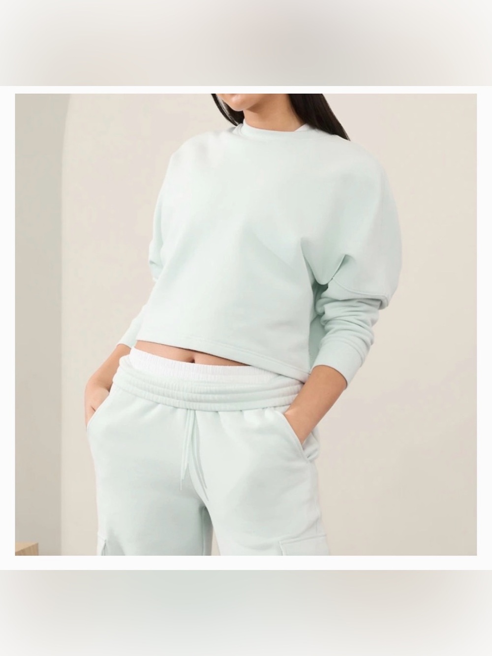 Athleta Easy Fleece Dolman Crop in Glacier size Small